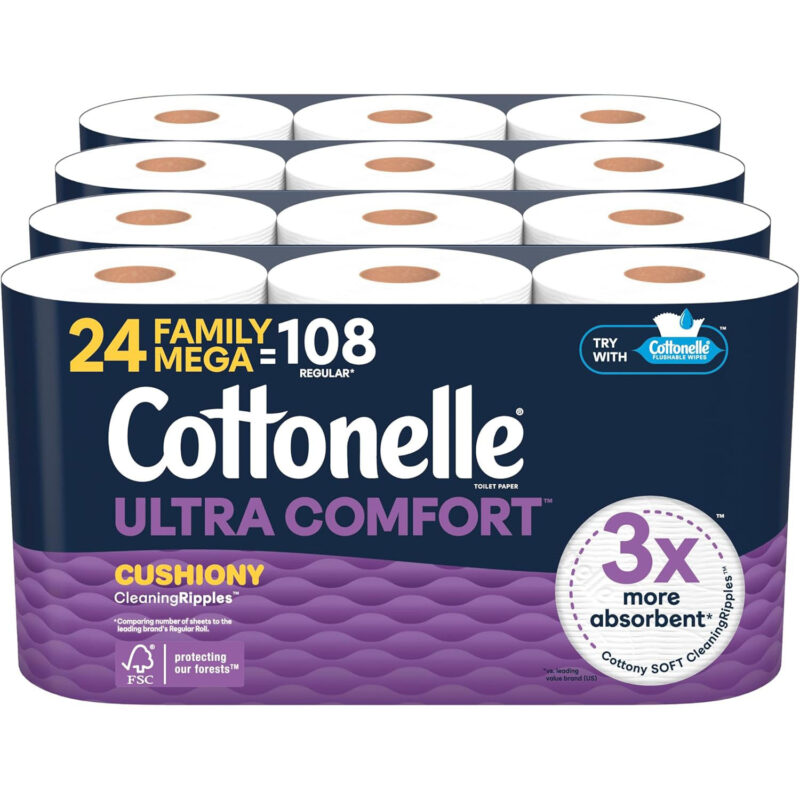 Cottonelle Ultra Comfort Toilet Paper 24 Family Mega Rolls